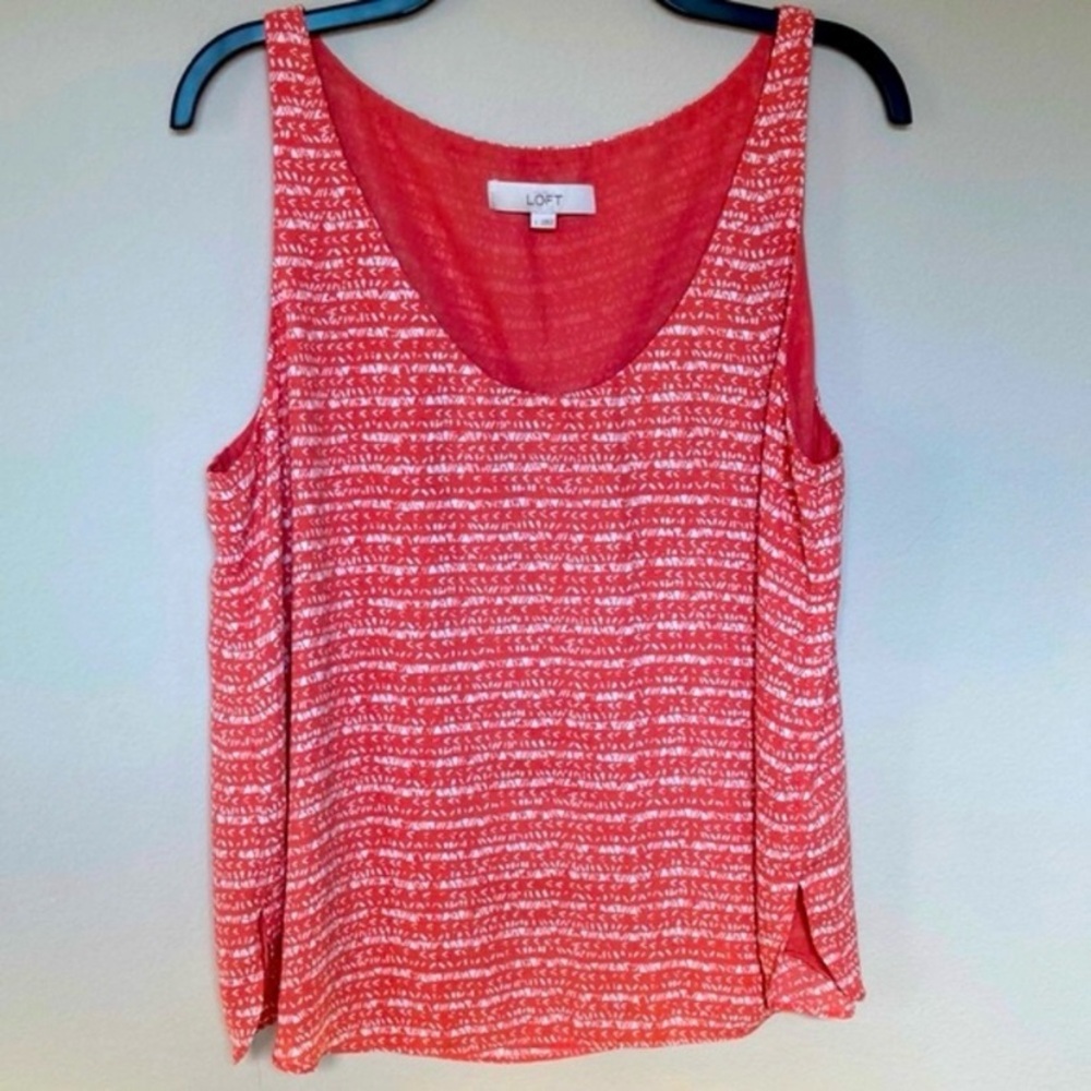 LOFT Salmon Print Tank Top Blouse
